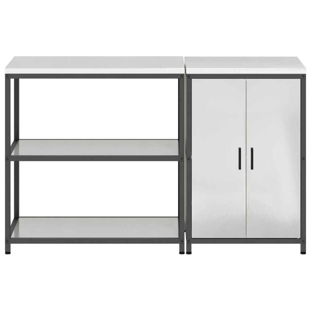vidaXL Σετ Αποθήκευσης Κουζίνας με ράφι 2 pcs Ασημί 150 x 50 x 92 εκ.