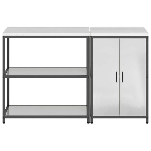 vidaXL Σετ Αποθήκευσης Κουζίνας με ράφι 2 pcs Ασημί 150 x 50 x 92 εκ.