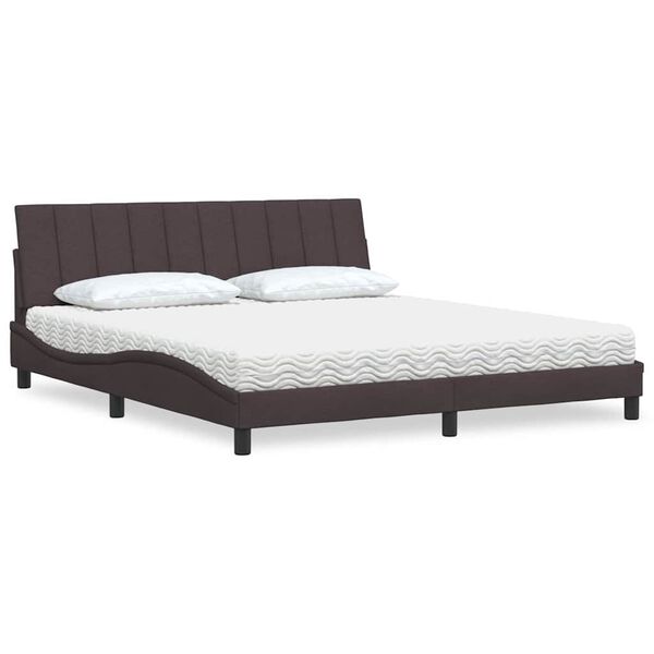 vidaXL Κρεβάτι Σκούρο Καφέ 180x200 εκ Υφασμάτινο