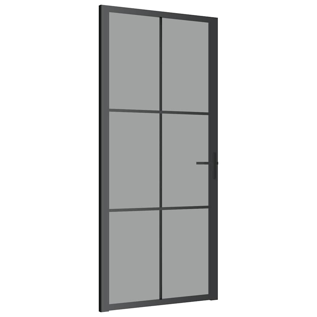 vidaXL Εσωτερική Πόρτα 93x201,5 εκ. Μαύρη ESG Γυαλί και Αλουμίνιο