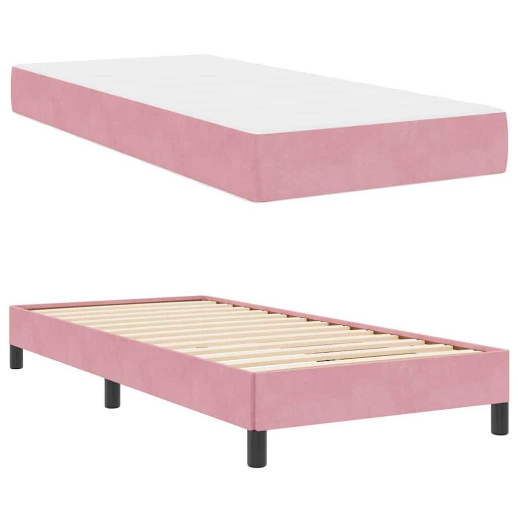 vidaXL Κρεβάτι box spring με στρώμα Ροζ 90 x 200 cm Βελούδο