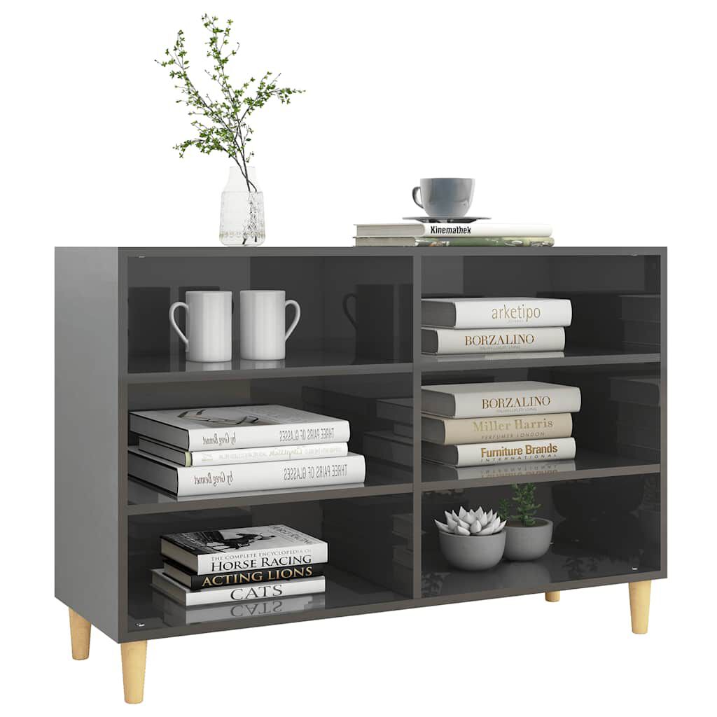 vidaXL Ραφιέρα Γυαλιστερή Γκρι 103,5 x 35 x 70 εκ. από Επεξ. Ξύλο