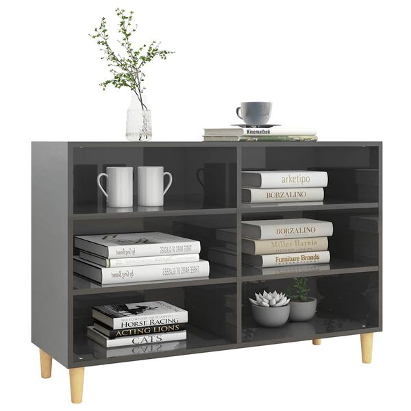 vidaXL Ραφιέρα Γυαλιστερή Γκρι 103,5 x 35 x 70 εκ. από Επεξ. Ξύλο