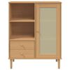 vidaXL Ντουλάπι Ψηλό SENJA Καφέ/Ρατάν 90x40x112 εκ. Μασίφ Ξύλο Πεύκου