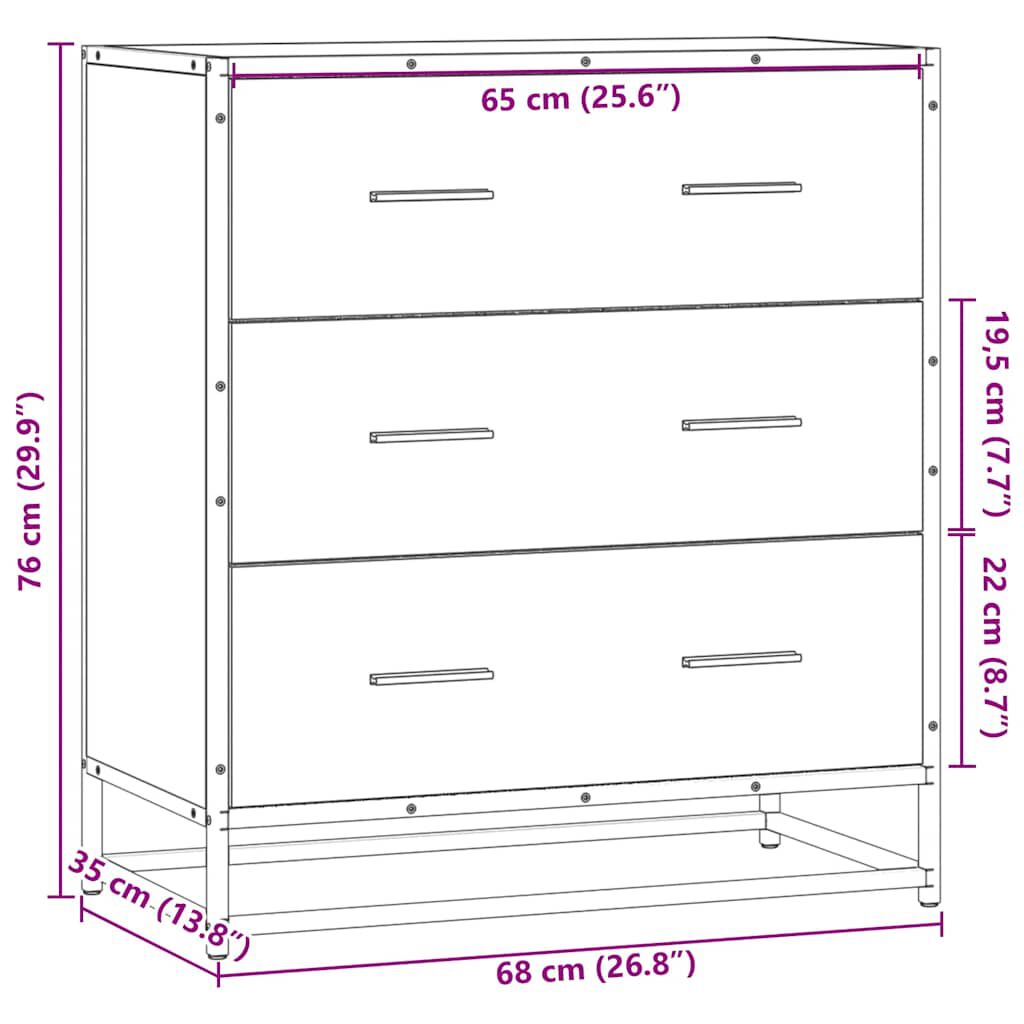 vidaXL Sideboard Grey Sonoma Κατασκευασμένο ξύλο και μέταλλο