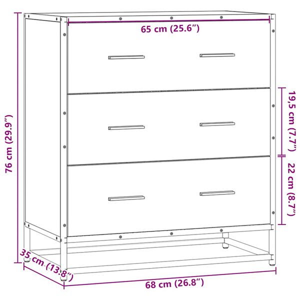 vidaXL Sideboard Grey Sonoma Κατασκευασμένο ξύλο και μέταλλο