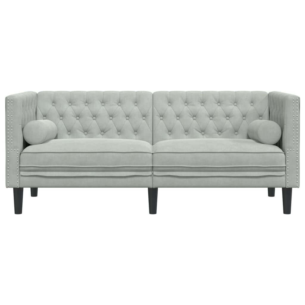 vidaXL Καναπές Διθέσιος Chesterfield με Στηρίγματα Αν. Γκρι Βελούδο