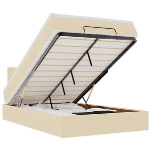 vidaXL Οθωμανικό κρεβάτι με στρώμα Cream 120x200cm ύφασμα