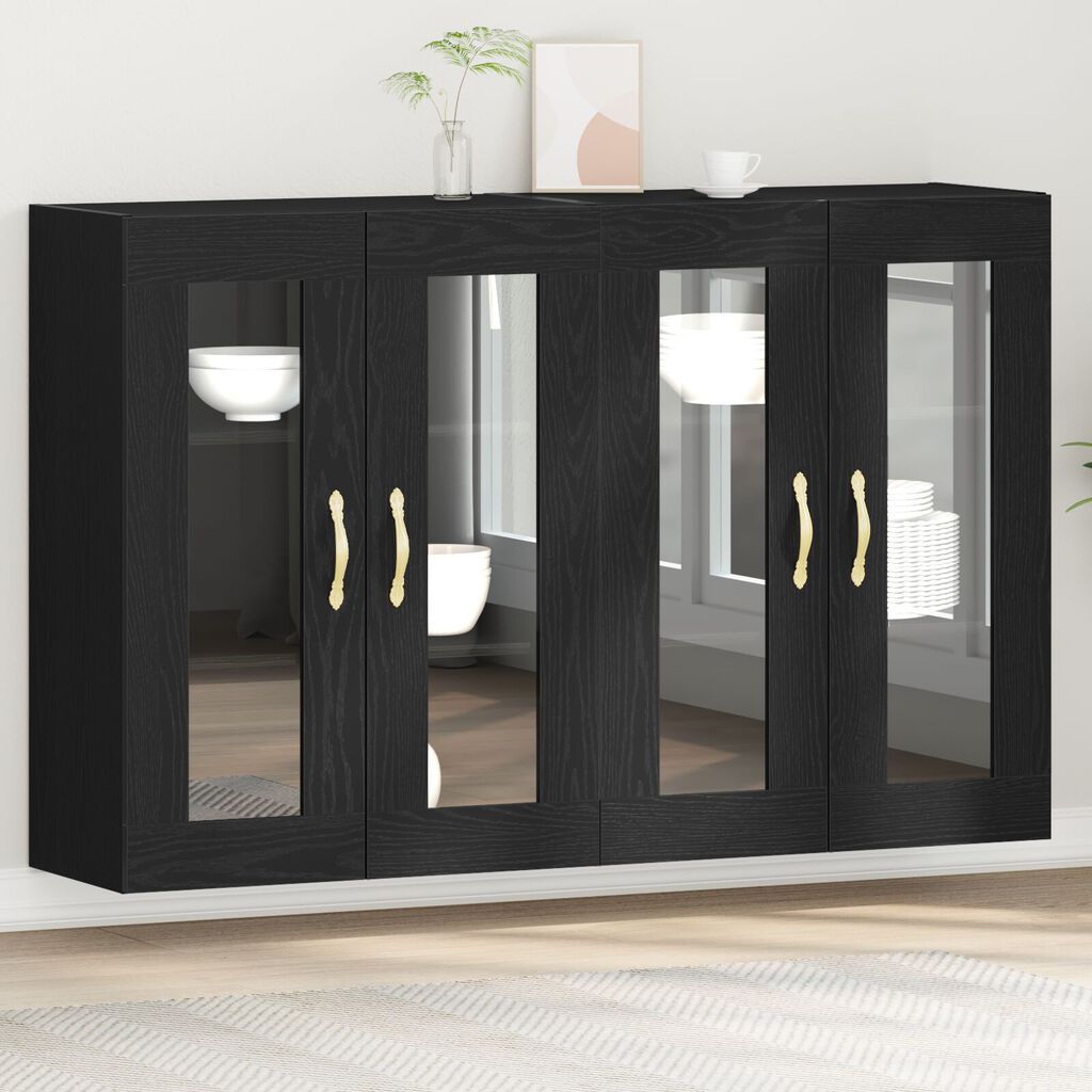 vidaXL Τοίχου ντουλάπες 2 τεμάχια Μαύρη Δρυς 69,5x34x90 εκ. Κατασκευασμένο ξύλο