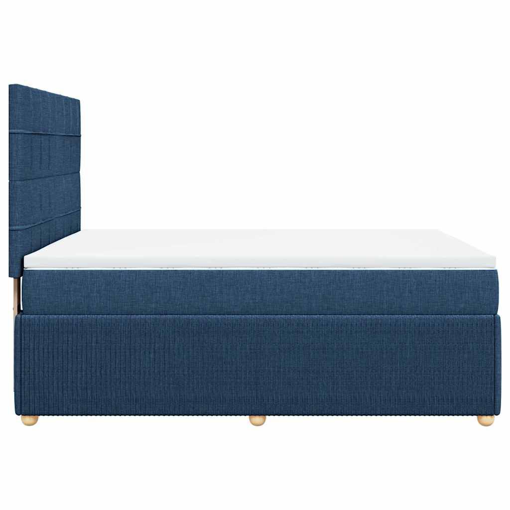 vidaXL Κρεβάτι Boxspring με Στρώμα Μπλε 140x200 εκ. Υφασμάτινο