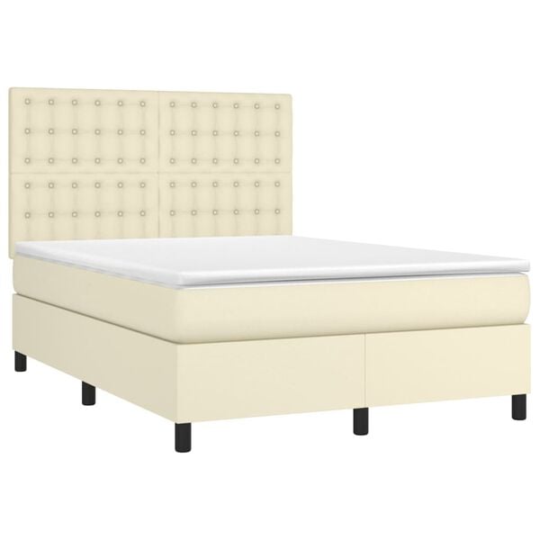 vidaXL &Kappa;&rho;&epsilon;&beta;ά&tau;&iota; Boxspring &mu;&epsilon; &Sigma;&tau;&rho;ώ&mu;&alpha; & LED &Kappa;&rho;&epsilon;&mu; 140x190 &epsilon;&kappa;. &Sigma;&upsilon;&nu;&theta;. &Delta;έ&rho;&mu;&alpha;
