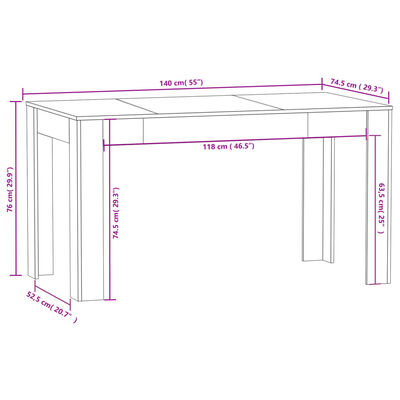 vidaXL Τραπεζαρία Sonoma Δρυς 140 x 74,5 x 76 εκ. Επεξεργασμένο Ξύλο