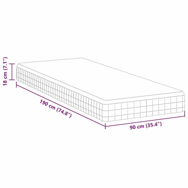 vidaXL Στρώμα Λευκό, Γκρι 90 x 190 cm Πλεκτό ύφασμα