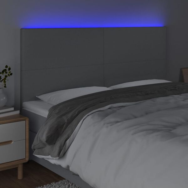vidaXL Κεφαλάρι Κρεβατιού LED Ανοιχτό Γκρι 160x5x118/128εκ. Υφασμάτινο