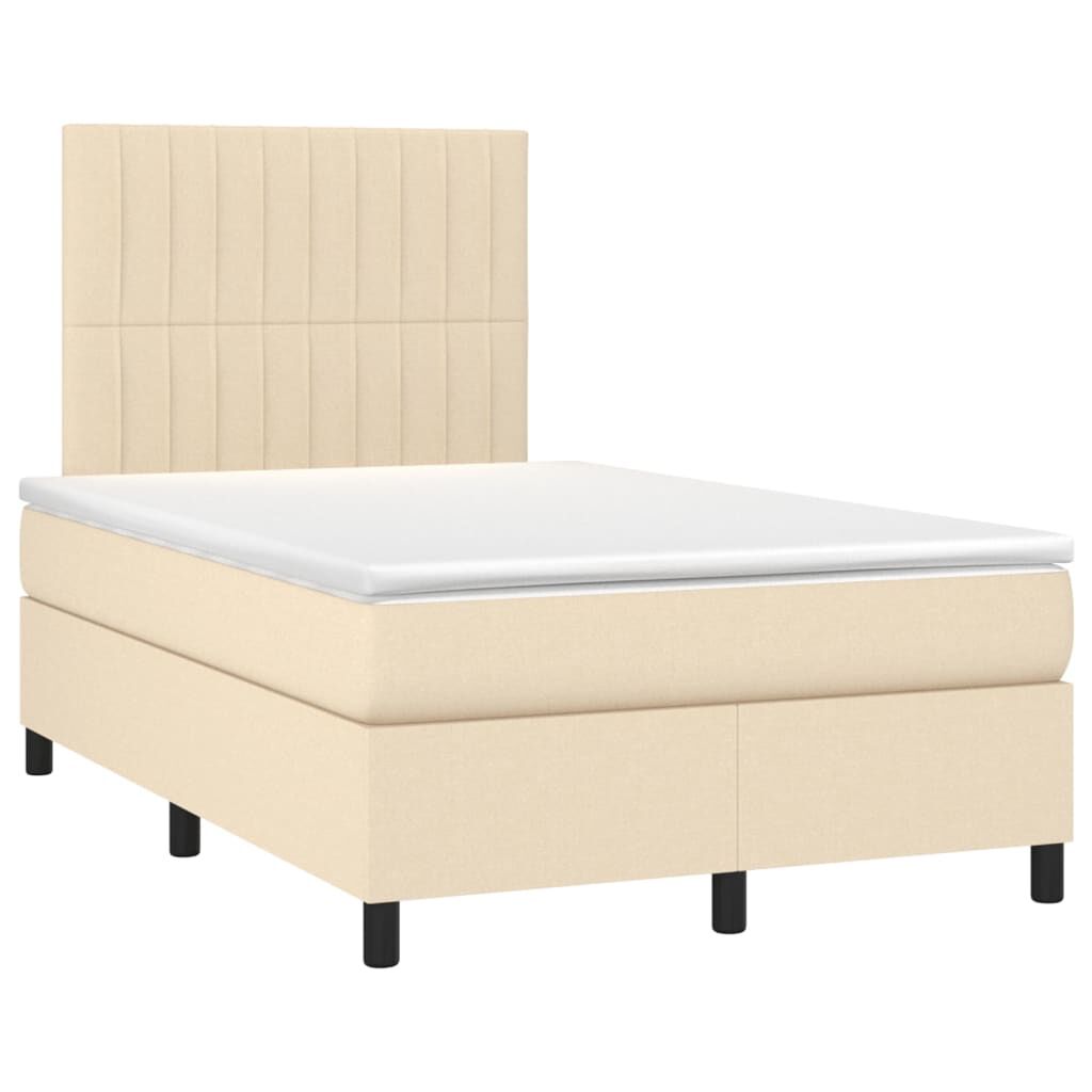 vidaXL Κρεβάτι Boxspring με Στρώμα Κρεμ 120x200 εκ. Υφασμάτινο