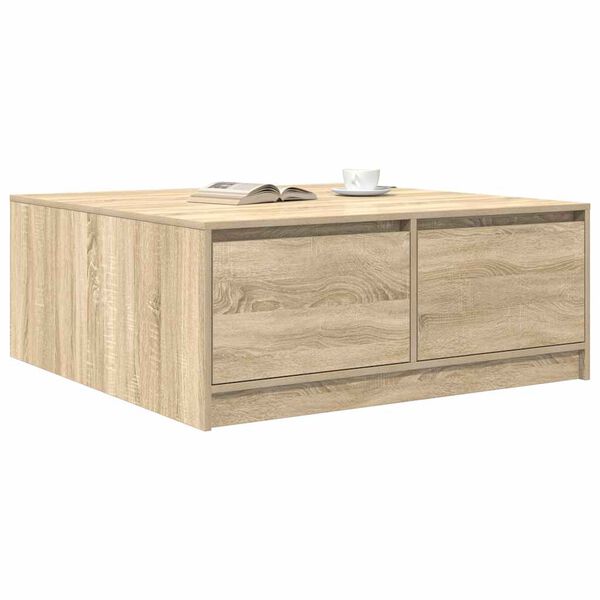 vidaXL Τραπεζάκι σαλονιού με συρτάρια Sonoma Δρυς 100x100x40 εκ.