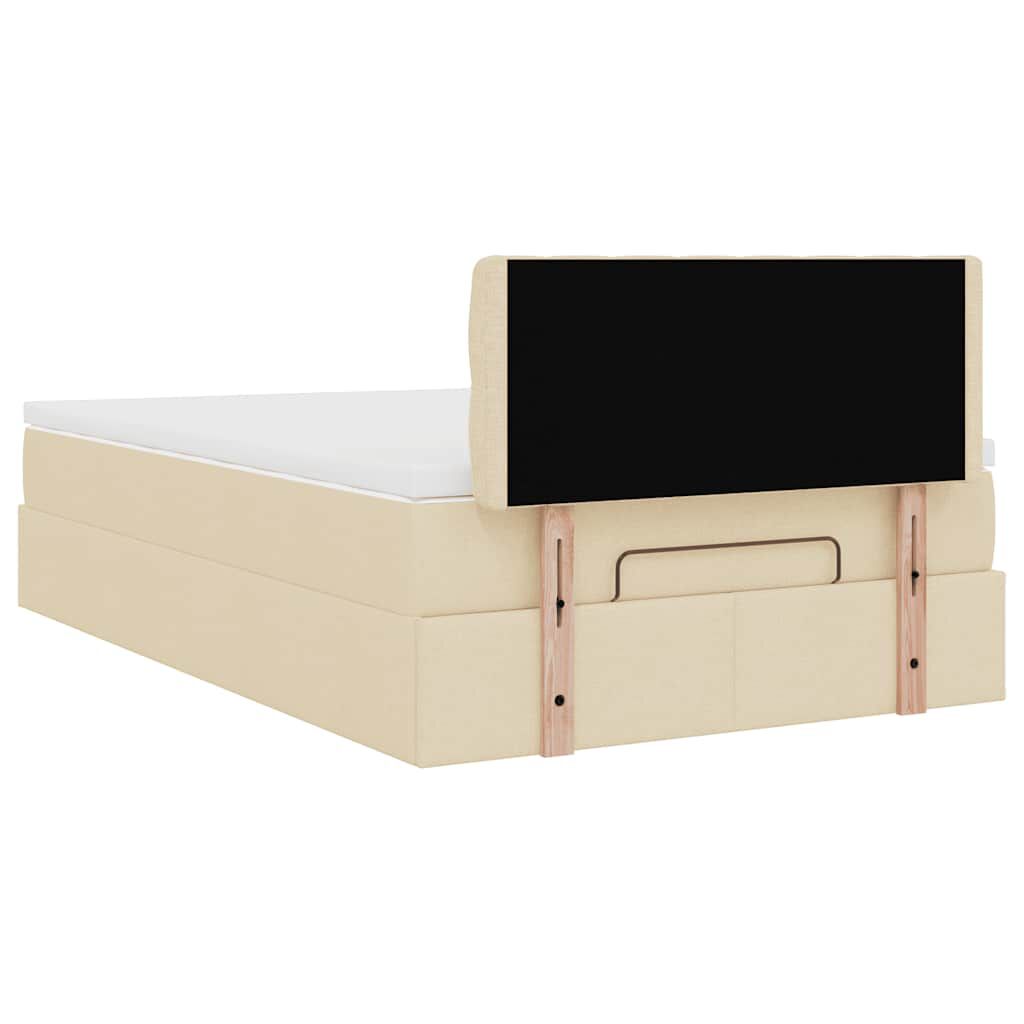 vidaXL Οθωμανικό κρεβάτι με στρώμα Cream 120x200cm ύφασμα