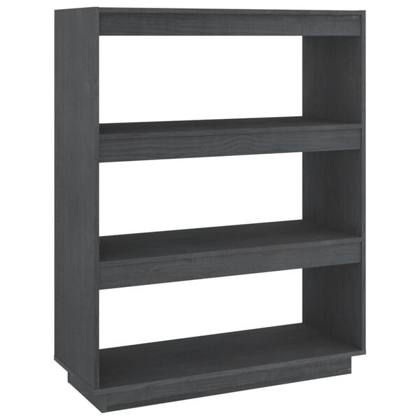 vidaXL Βιβλιοθήκη/Διαχωριστικό Χώρου Γκρι 80x35x103 εκ. Μασίφ Πεύκο