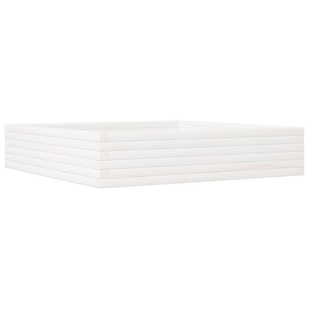 vidaXL Ζαρντινιέρα Κήπου Λευκή 110x110x23 εκ. από Μασίφ Ξύλο Πεύκου