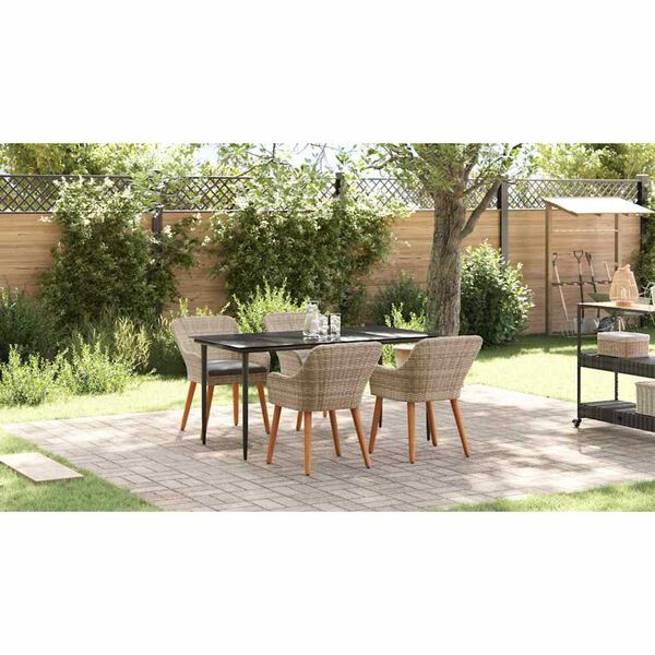 vidaXL Σετ τραπεζαρίας 5 pcs Ανοιχτό γκρι Πολυ ράταν