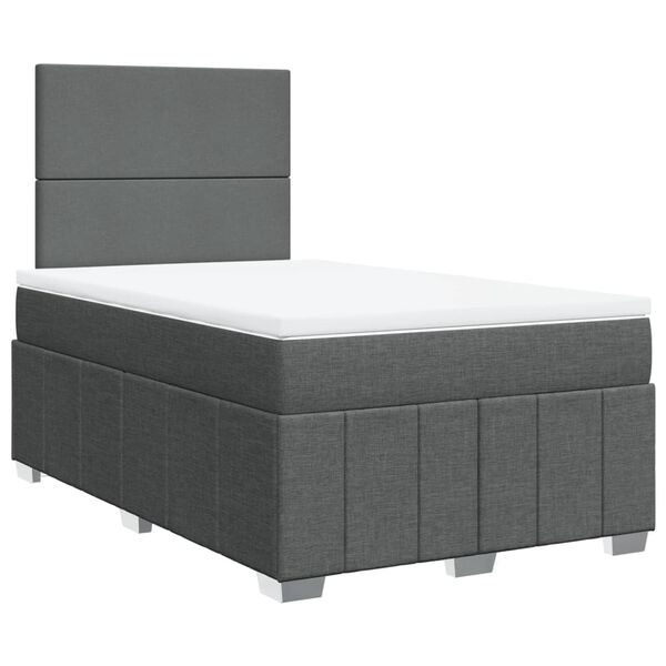 vidaXL Κρεβάτι Boxspring με Στρώμα Σκούρο Γκρι 120x200 εκ. Υφασμάτινο