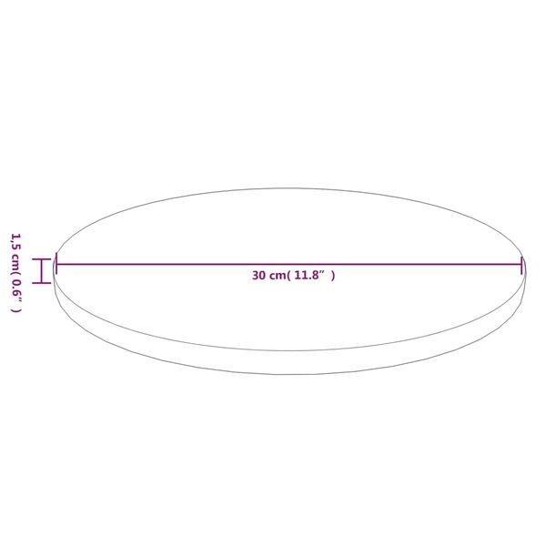 vidaXL Επιφάνεια Τραπεζιού Στρογγυλή Αν. Καφέ Ø30x1,5 εκ. Ξύλο Δρυός
