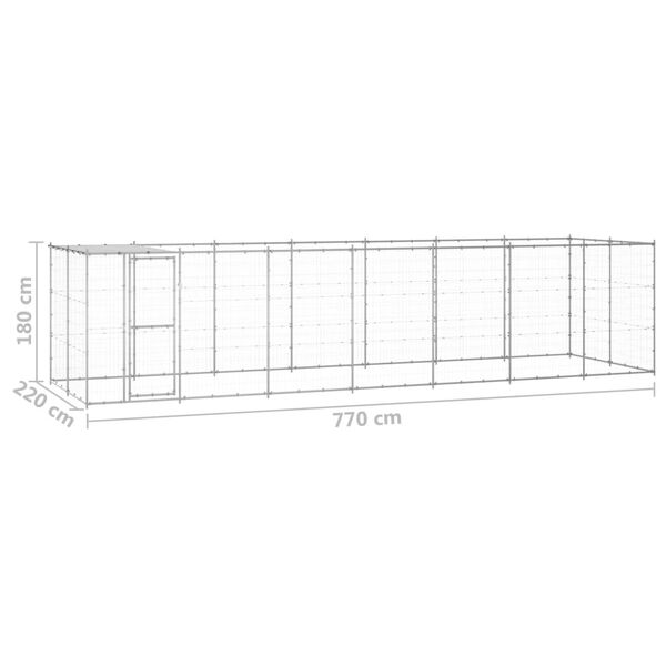 vidaXL Κλουβί Σκύλου Εξ. Χώρου με Στέγαστρο 16,94 μ² Γαλβ. Χάλυβας