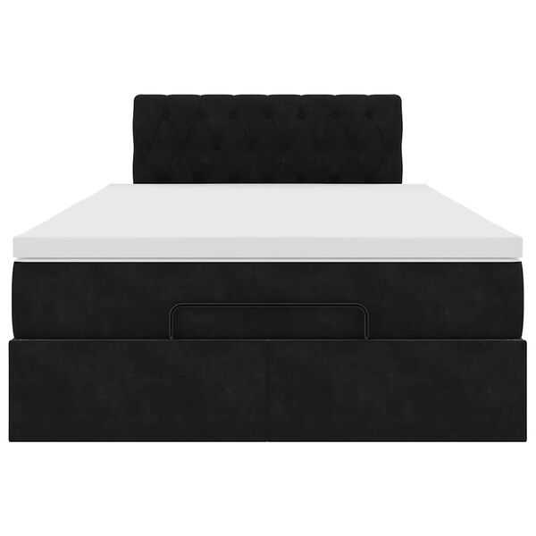 vidaXL Οθωμανικό κρεβάτι με στρώμα Μαύρο 120x200cm Velvet