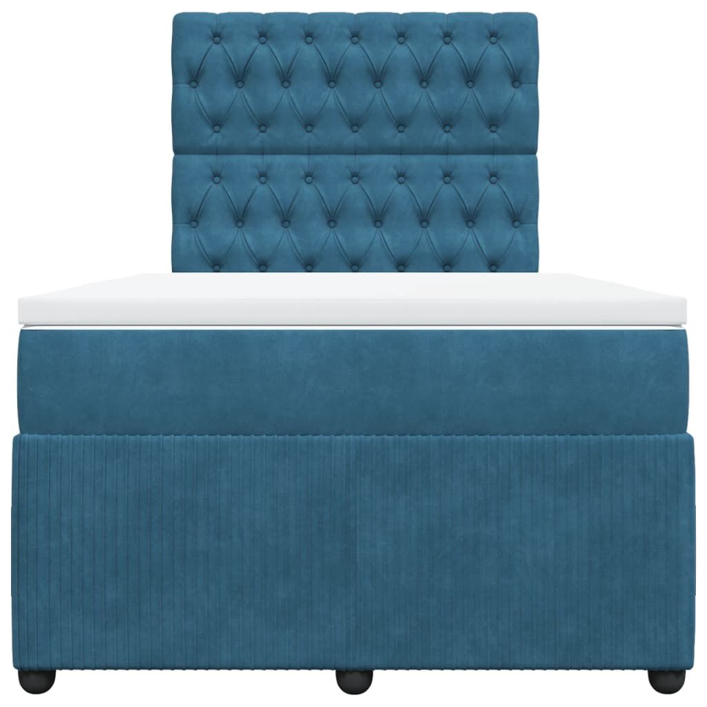 vidaXL Κρεβάτι Boxspring με Στρώμα Μπλε 120x190 εκ. Βελούδινο