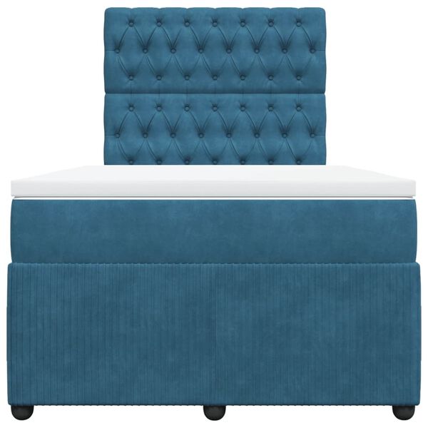 vidaXL Κρεβάτι Boxspring με Στρώμα Μπλε 120x190 εκ. Βελούδινο