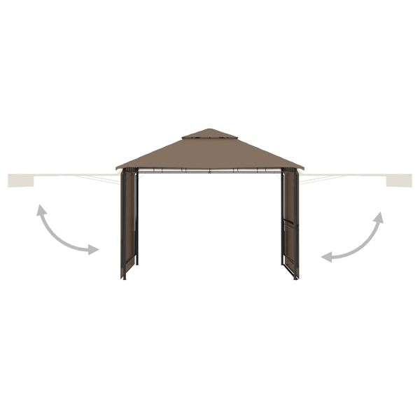 vidaXL Κιόσκι με 2 Επεκτεινόμενες Οροφές Taupe 3x3x2,75 μ. 180 γρ/μ²