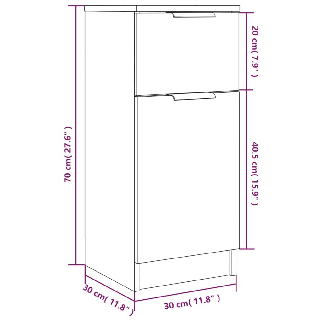 vidaXL Ντουλάπια 2 τεμ. Λευκά 30 x 30 x 70 εκ. από Επεξεργασμένο Ξύλο