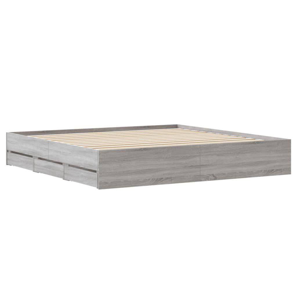 vidaXL Πλαίσιο Κρεβατιού με συρτάρια Γκρι sonoma 160x200εκ. Επεξ. Ξύλο