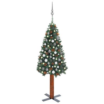 vidaXL Χριστουγεν Δέντρο Προφωτ.Τεχνητό Μπάλες Slim Πράσινο 150εκ PVC
