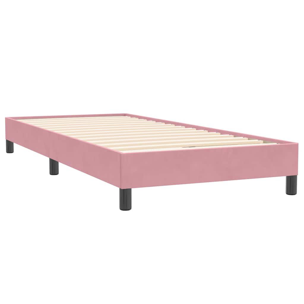 vidaXL Κρεβάτι Boxspring χωρίς Στρώμα Ροζ 90x220 εκ. Βελούδινο