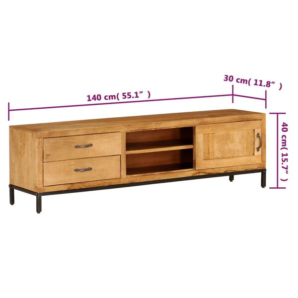 vidaXL Έπιπλο Τηλεόρασης 140 x 30 x 40 εκ. από Μασίφ Ξύλο Μάνγκο