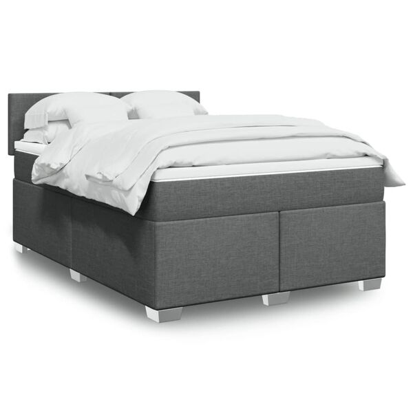 vidaXL Κρεβάτι Boxspring με Στρώμα Σκούρο Γκρι 160x200 εκ Υφασμάτινο