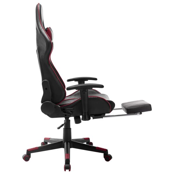 vidaXL Καρέκλα Gaming με Υποπόδιο Μαύρο / Μπορντό από Συνθετικό Δέρμα