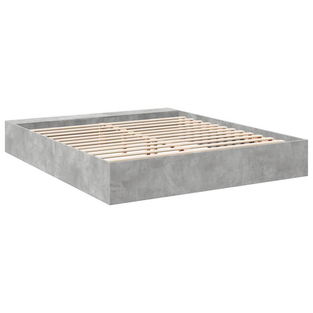 vidaXL Πλαίσιο Κρεβατιού Γκρι Σκυροδέματος 180x200 εκ. Επεξεργ. Ξύλο