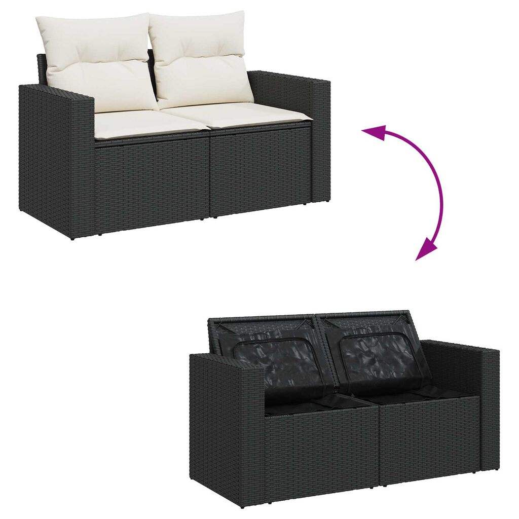 vidaXL Σετ Καναπέ Κήπου 13 pcs Μαύρο και κρεμ 80 x 80 x 71 cm
