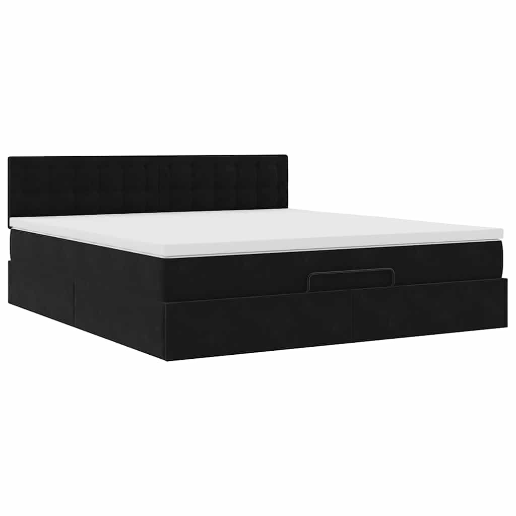 vidaXL Οθωμανικό κρεβάτι με στρώμα Μαύρο 180x200cm Velvet