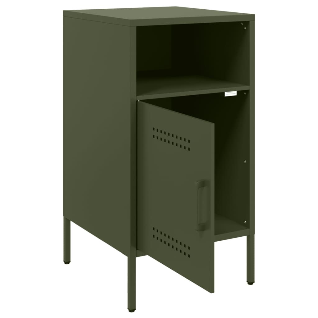 vidaXL Κομοδίνα 2 τεμ. Πράσινο Λαδί 36x39x68 εκ. από Χάλυβα