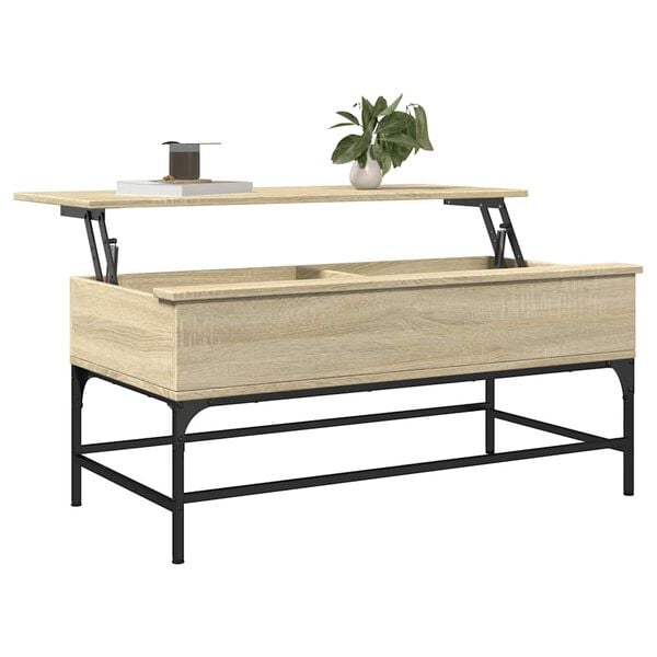 vidaXL Τραπεζάκι Σαλονιού Sonoma Δρυς 100x50x45εκ Επεξ. Ξύλο + Μέταλλο