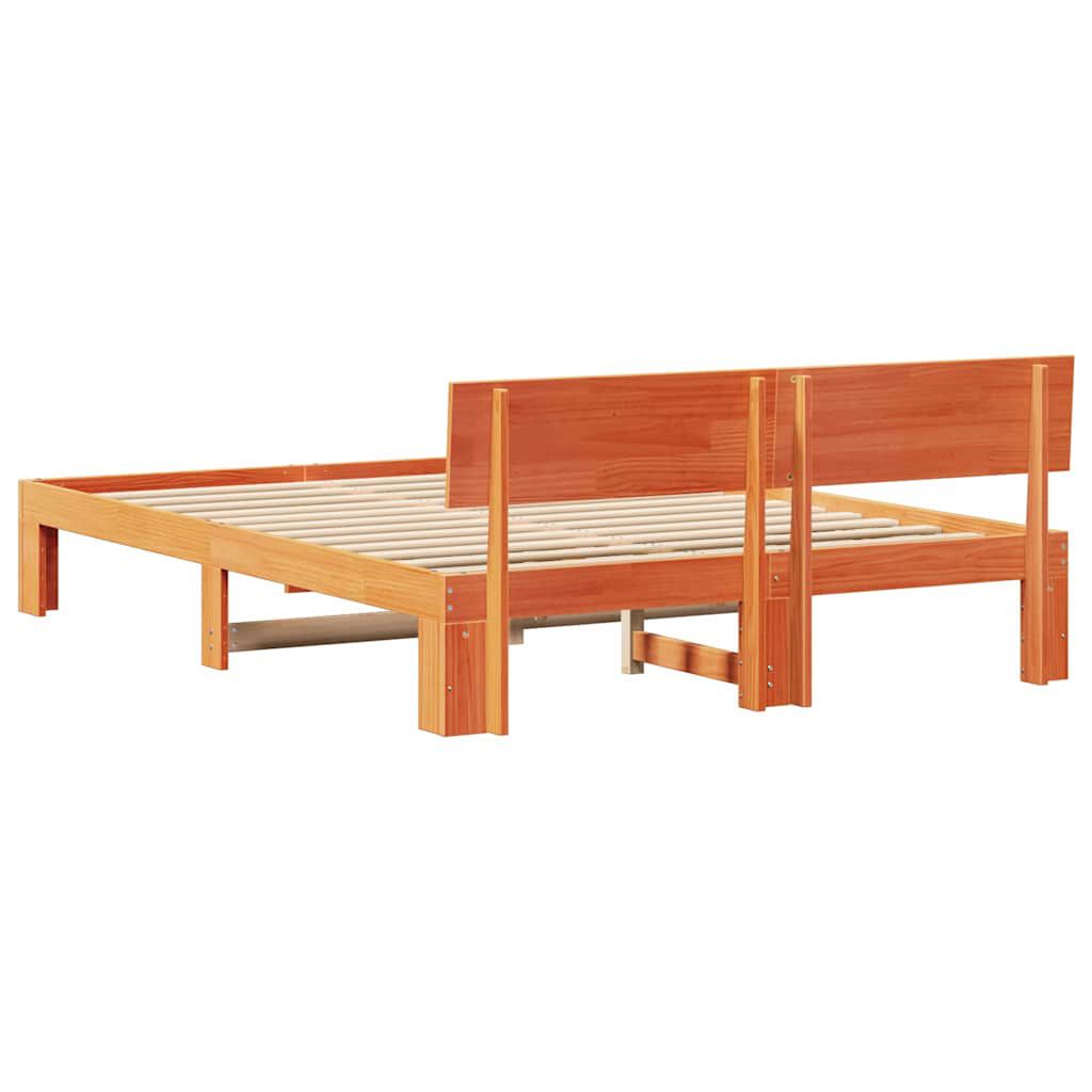 vidaXL Σκελετός Κρεβατιού Καφέ 160 x 200 cm Μασίφ ξύλο πεύκου