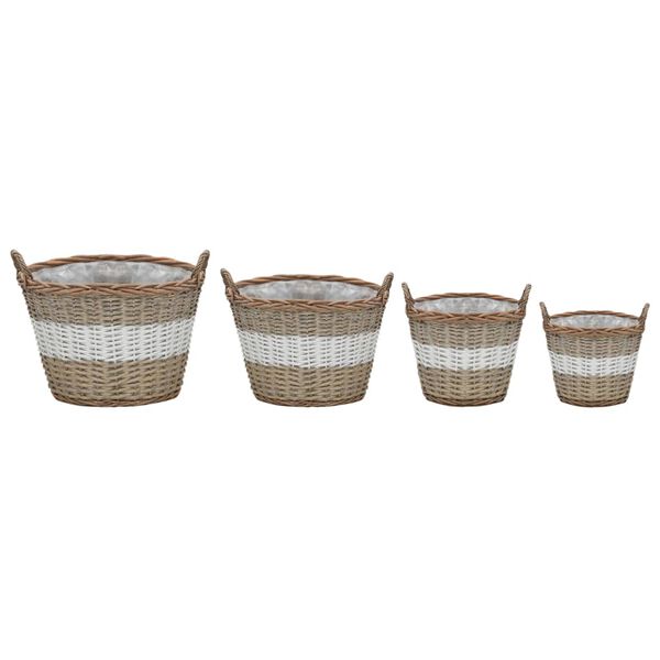 vidaXL Γλάστρες Υπερυψωμένες 4 τεμ. Wicker με Επένδυση Πολυαιθυλενίου