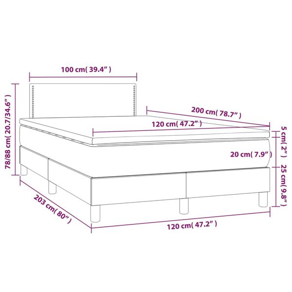 vidaXL Κρεβάτι Boxspring με Στρώμα Γκρι 120x200εκ. από Συνθετικό Δέρμα