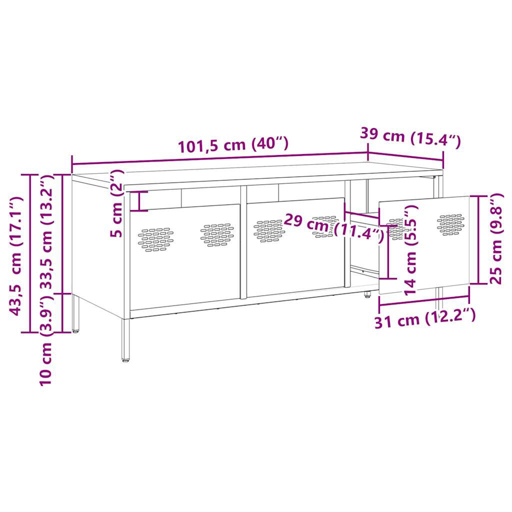 vidaXL Έπιπλο Τηλεόρασης Λευκό 101,5x39x43,5 εκ. Ατσάλι Ψυχρής Έλασης