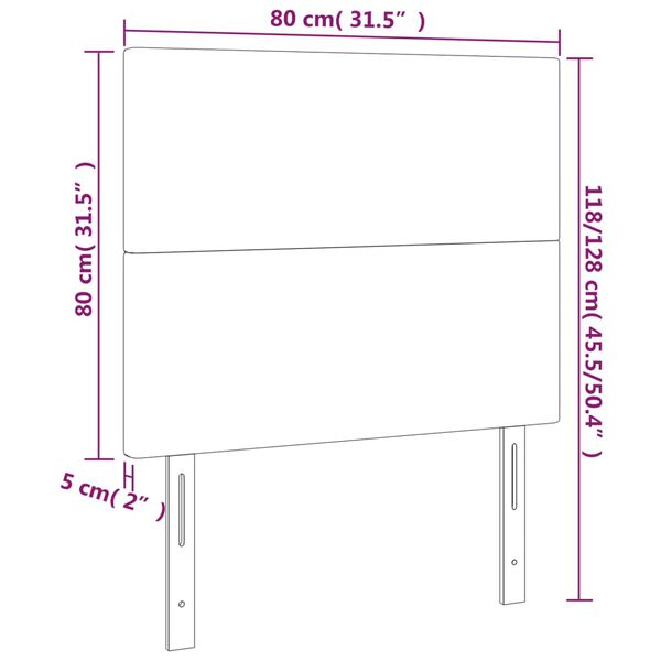 vidaXL Κεφαλάρι Κρεβατιού LED Σκούρο Πράσινο 80x5x118/128εκ. Βελούδινο