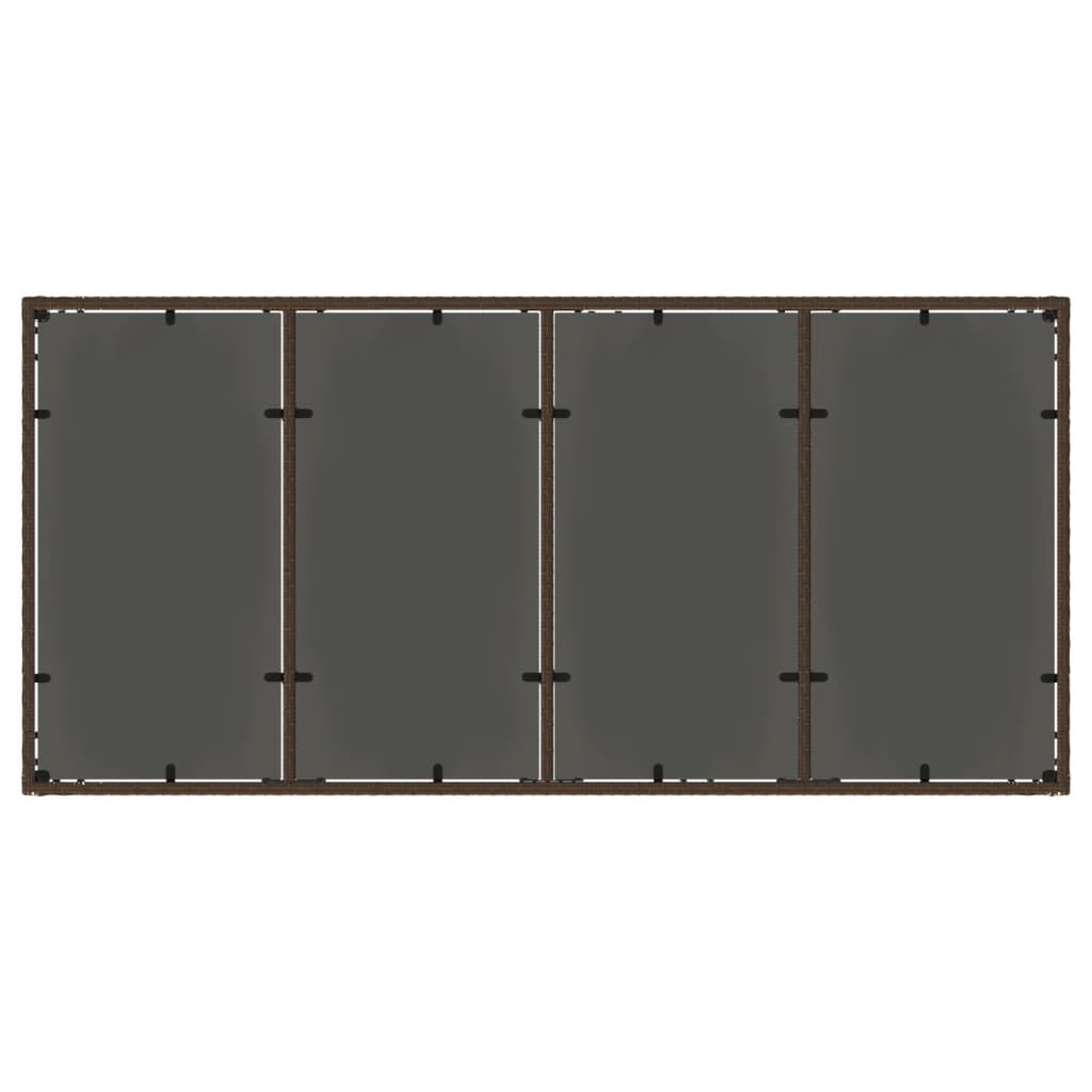 vidaXL Τραπέζι Κήπου με Γυάλινη Επιφάνεια Καφέ 190x90x75 εκ Ρατάν