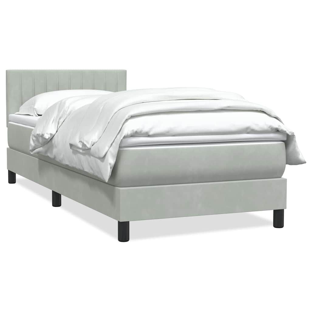 vidaXL Box Spring κρεβάτι με στρώμα ανοιχτό γκρι 90x210 cm Βελούδινο